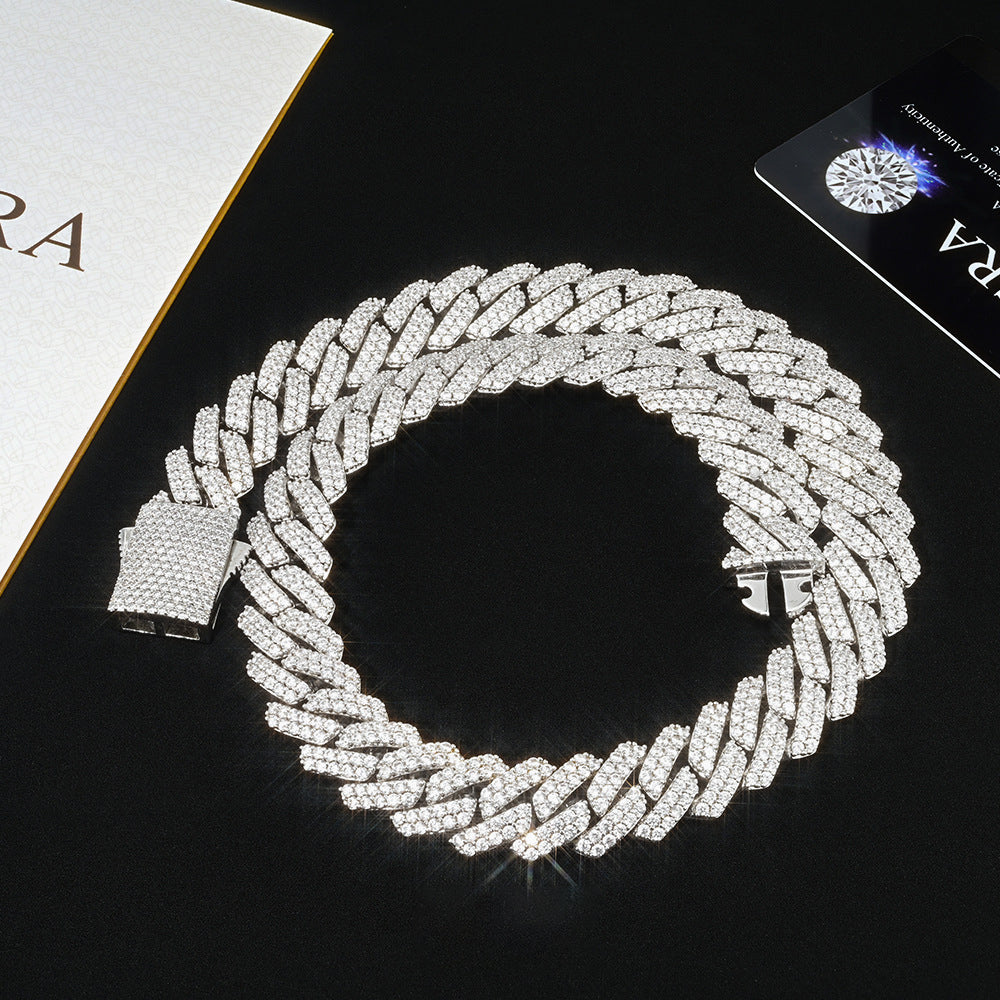 925S & VVS Moissanite 14MM Prong Cuban Link Chain