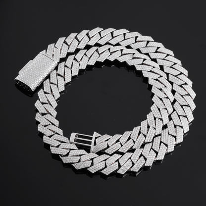 925S & VVS Moissanite 15MM Prong Cuban Link Chain